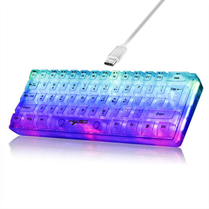 Wired Membrane Keyboard Fully Transparent Gaming Keyboard
