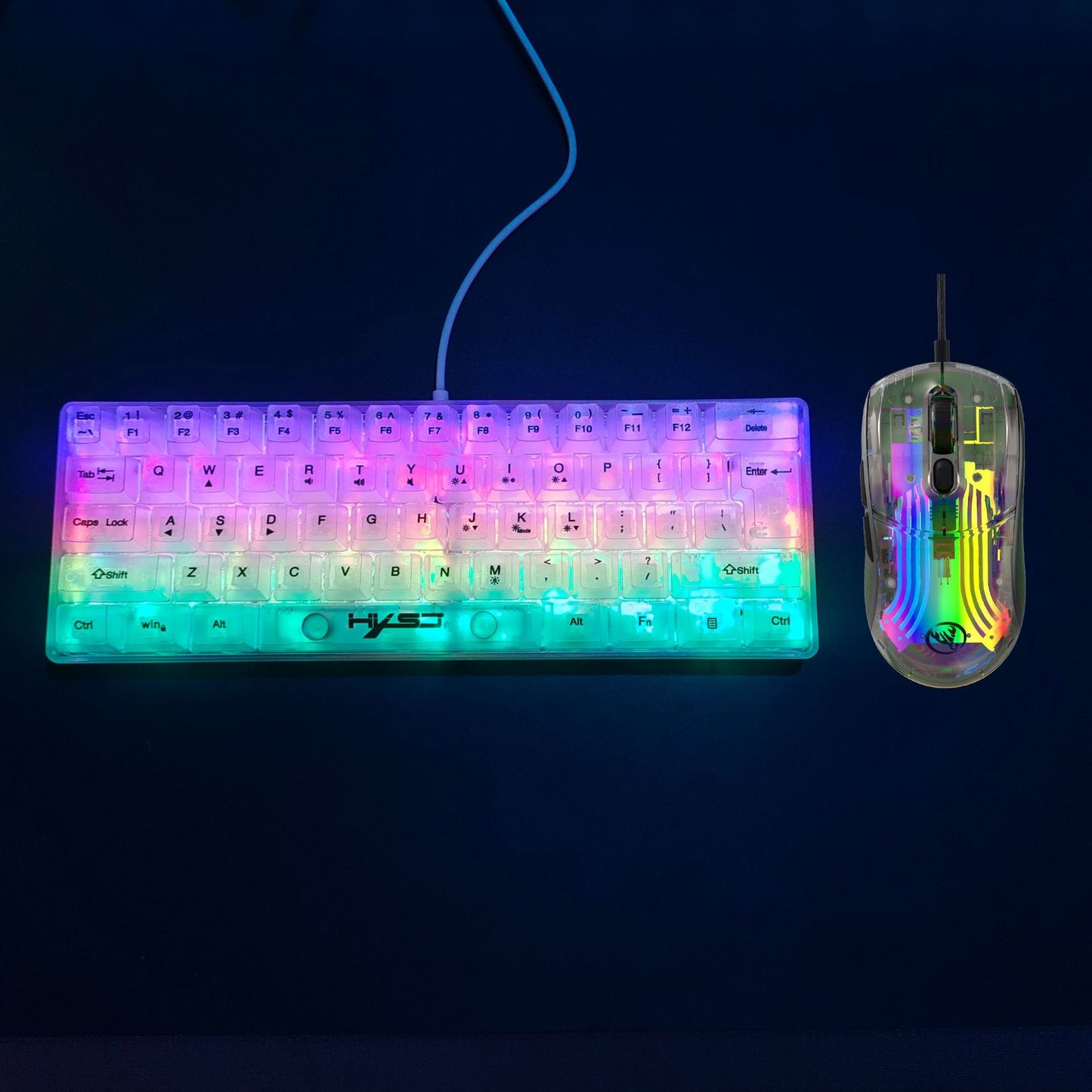 Wired Membrane Keyboard Fully Transparent Gaming Keyboard