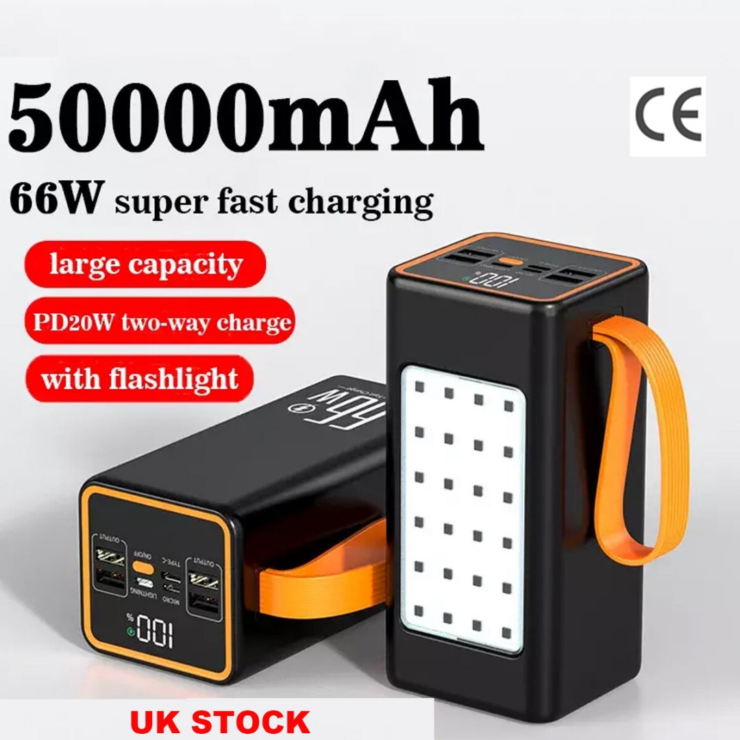 50000mAh Power Bank 66W PD Fast Charging For Phone Outdoor Camping Power Supply